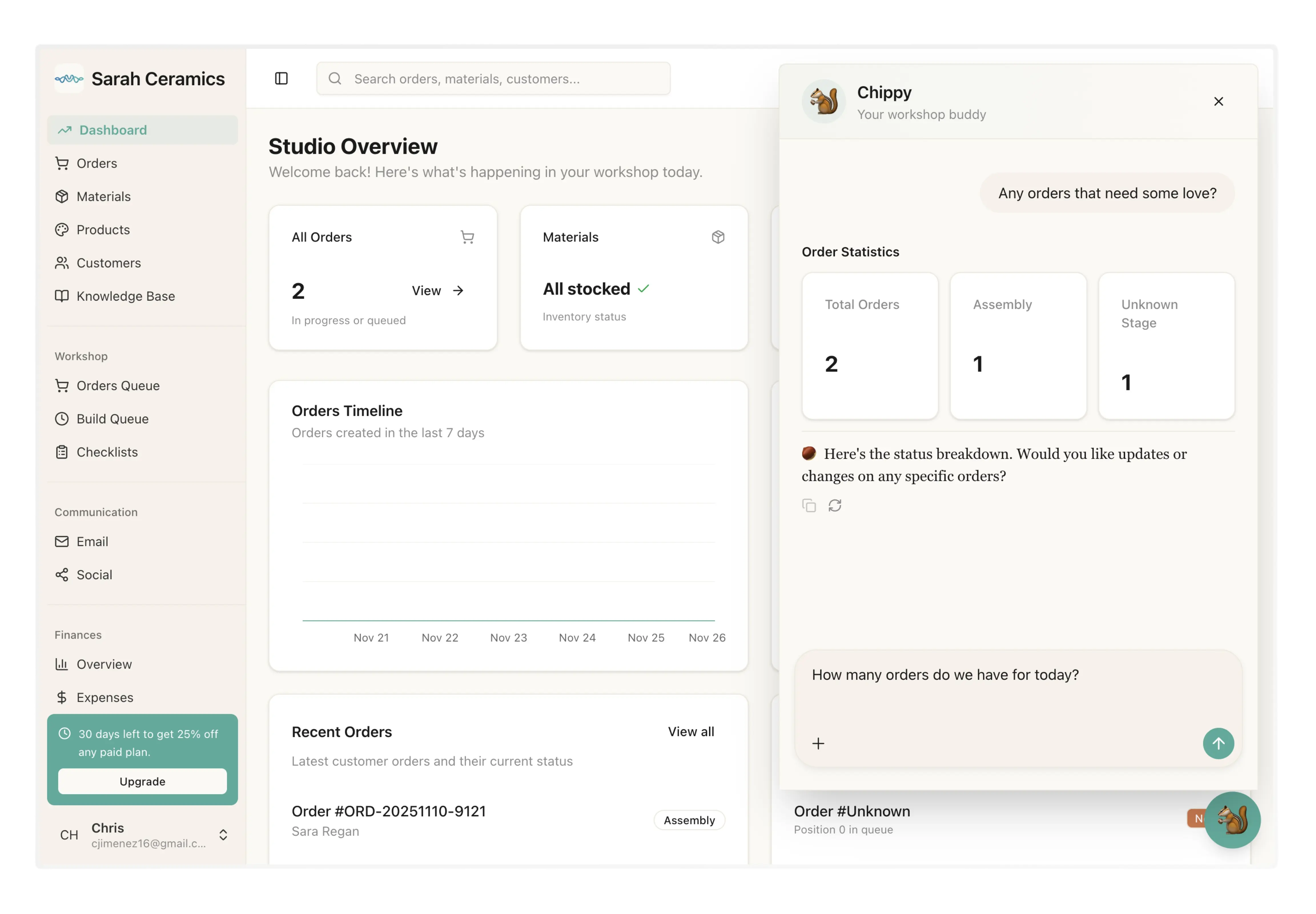 Chippy AI assistant in MakeFlow